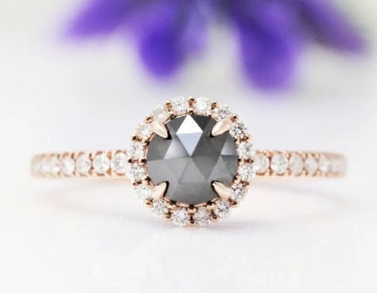 Round Diamond engagement Ring ! 14K Gold Ring ! Round Shape Wedding Ring ! Vintage Ring ! Diamond Ring !